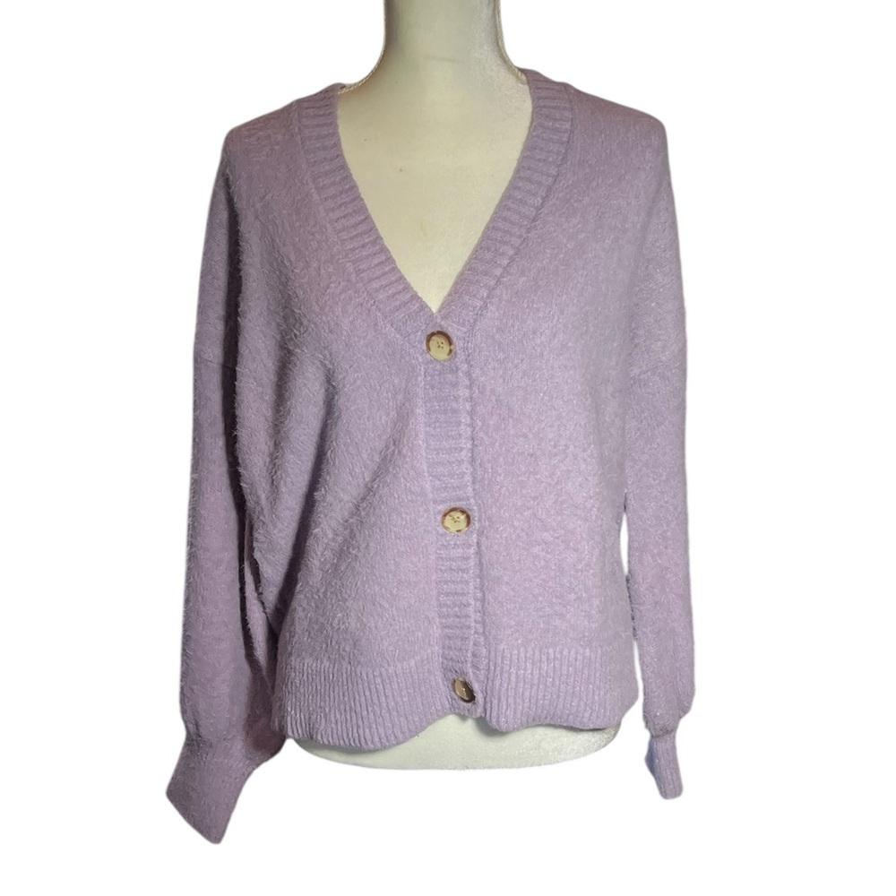 Joie Balloon Sleeve Lilac Cardigan Size M - Picture 2 of 9
